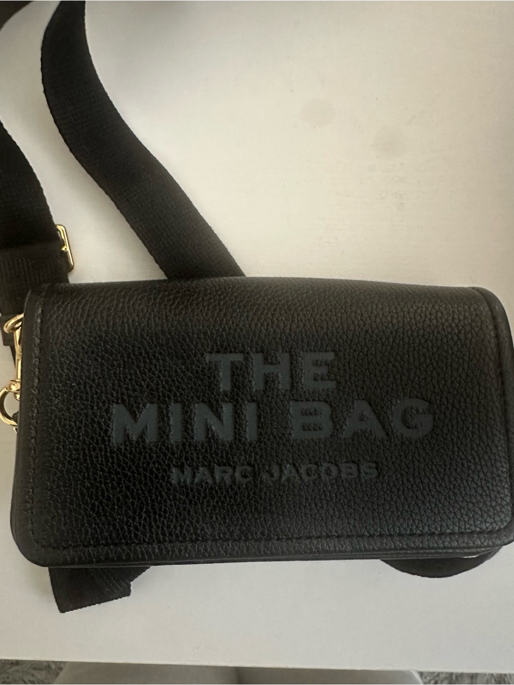 Marc Jacobs Black Pebbled Leather Mini Bag with Embossed Logo